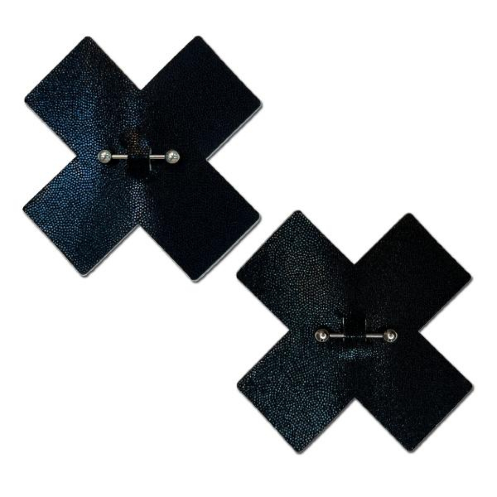 Liquid Black Cross Pierced Barbell Pasties