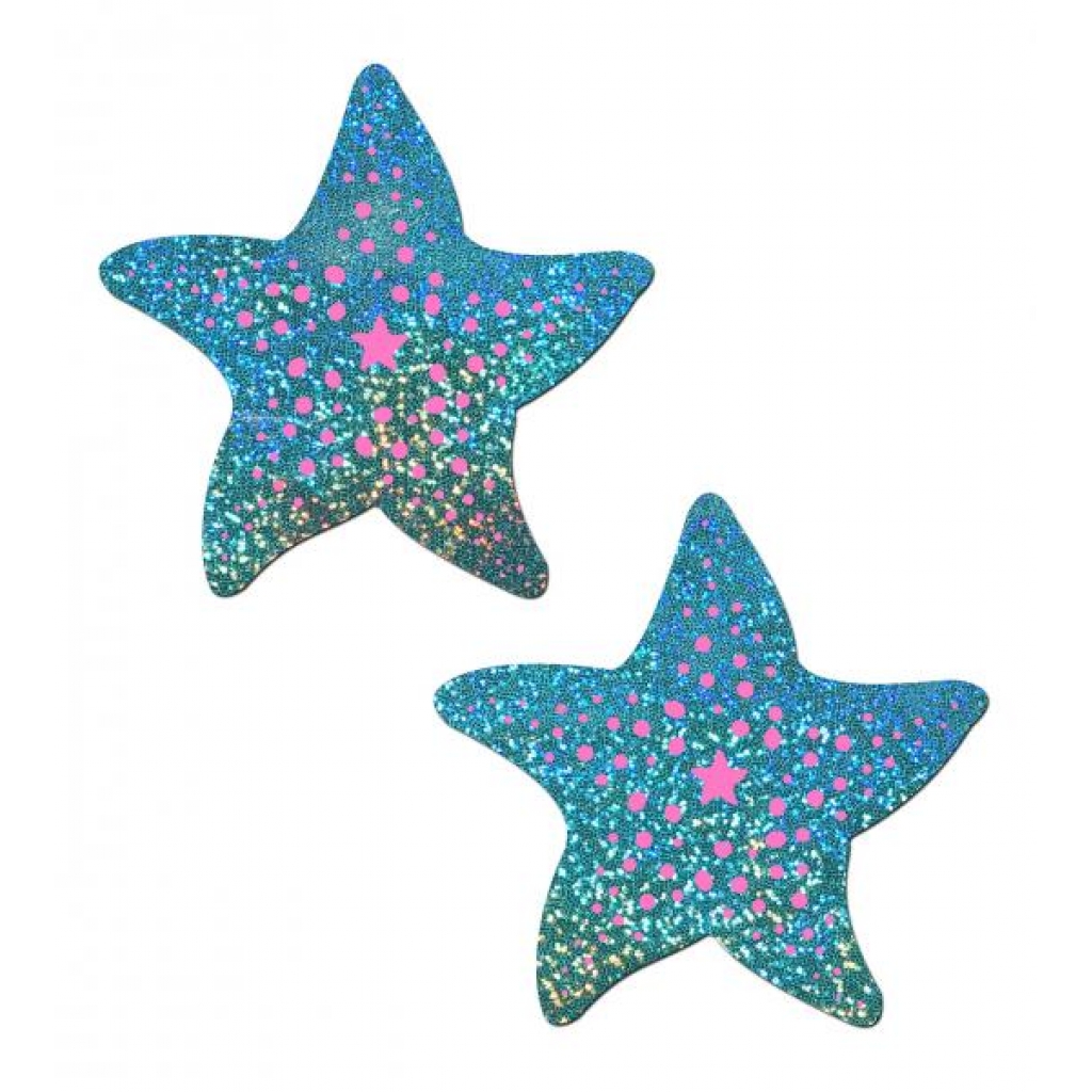 Pastease Twinkling Aqua & Pink Starfish Nipple Pasties