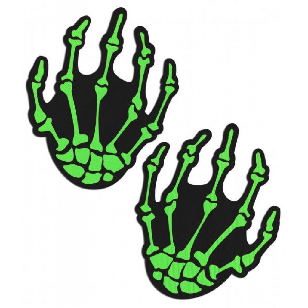 Pastease Neon Green Skeleton Hands - Nipple Pasties