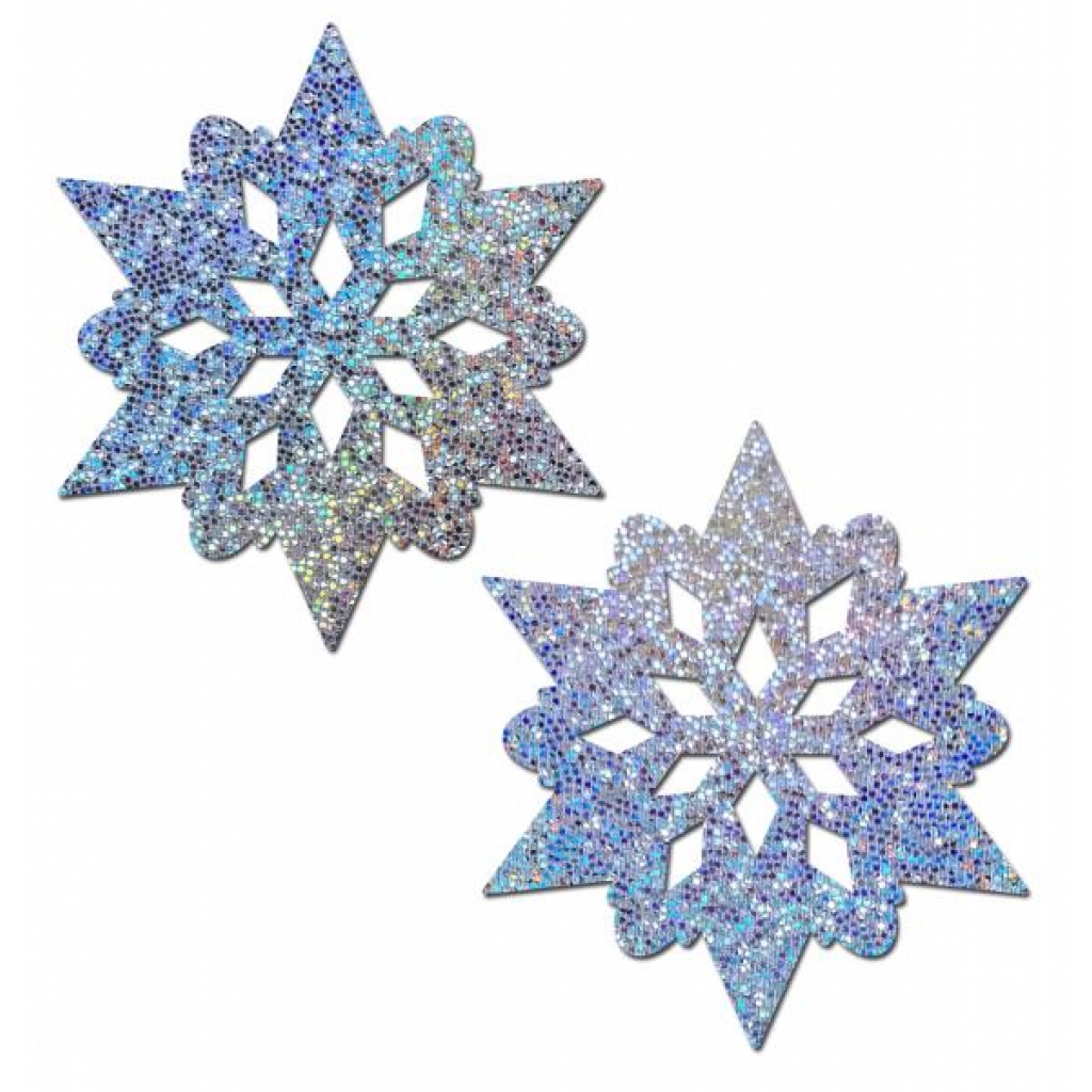 Sparkly Silver Glitter Snowflakes Nipple Pasties