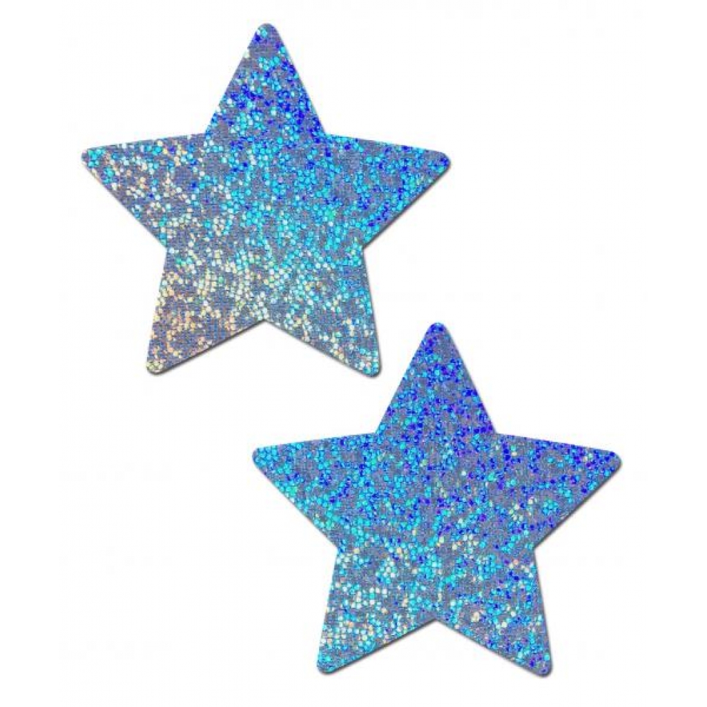 Pastease Rockstar Blue Glitter Star Nipple Pasties for Daring Decorum