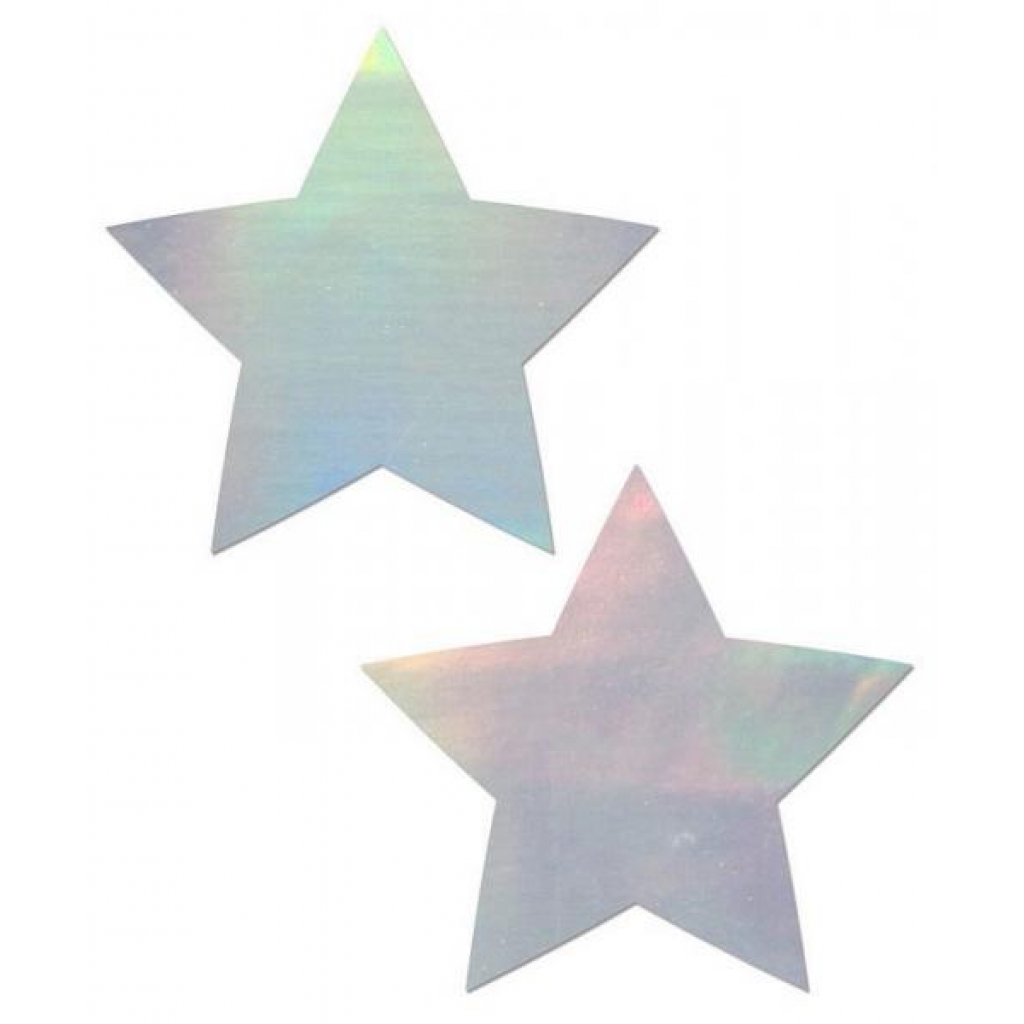 Pastease Holographic Star Silver Pasties - One Size