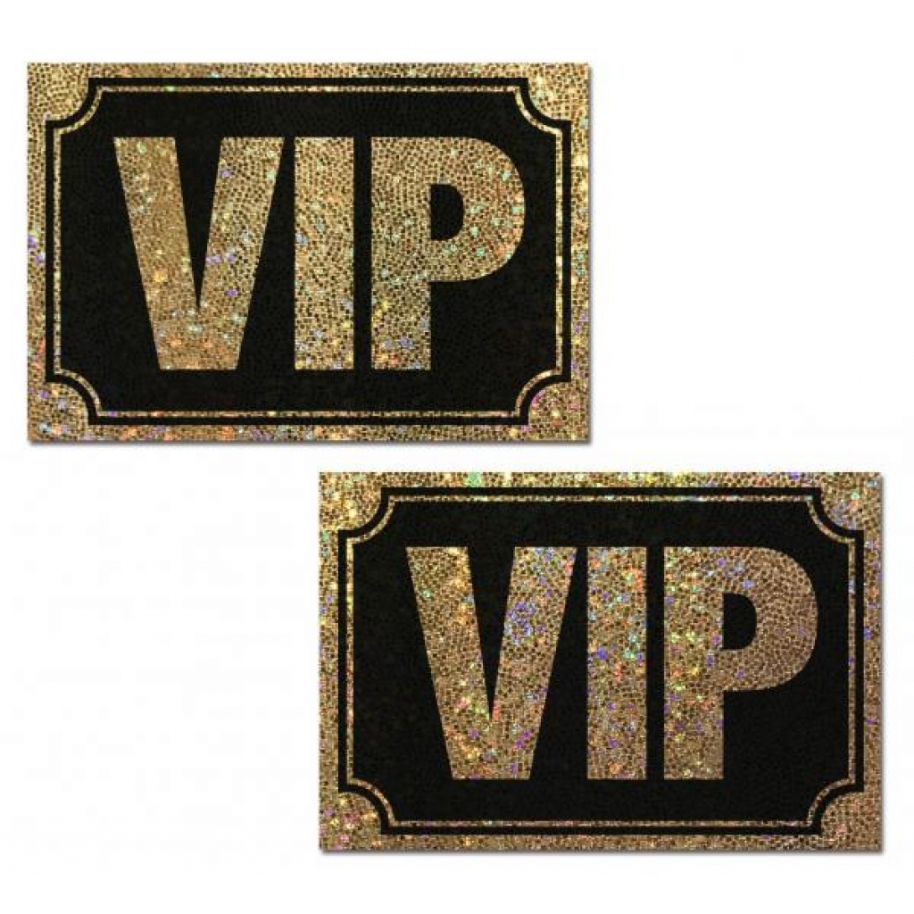 Pastease VIP Gold Glitter On Liquid Black Nipple Pasties