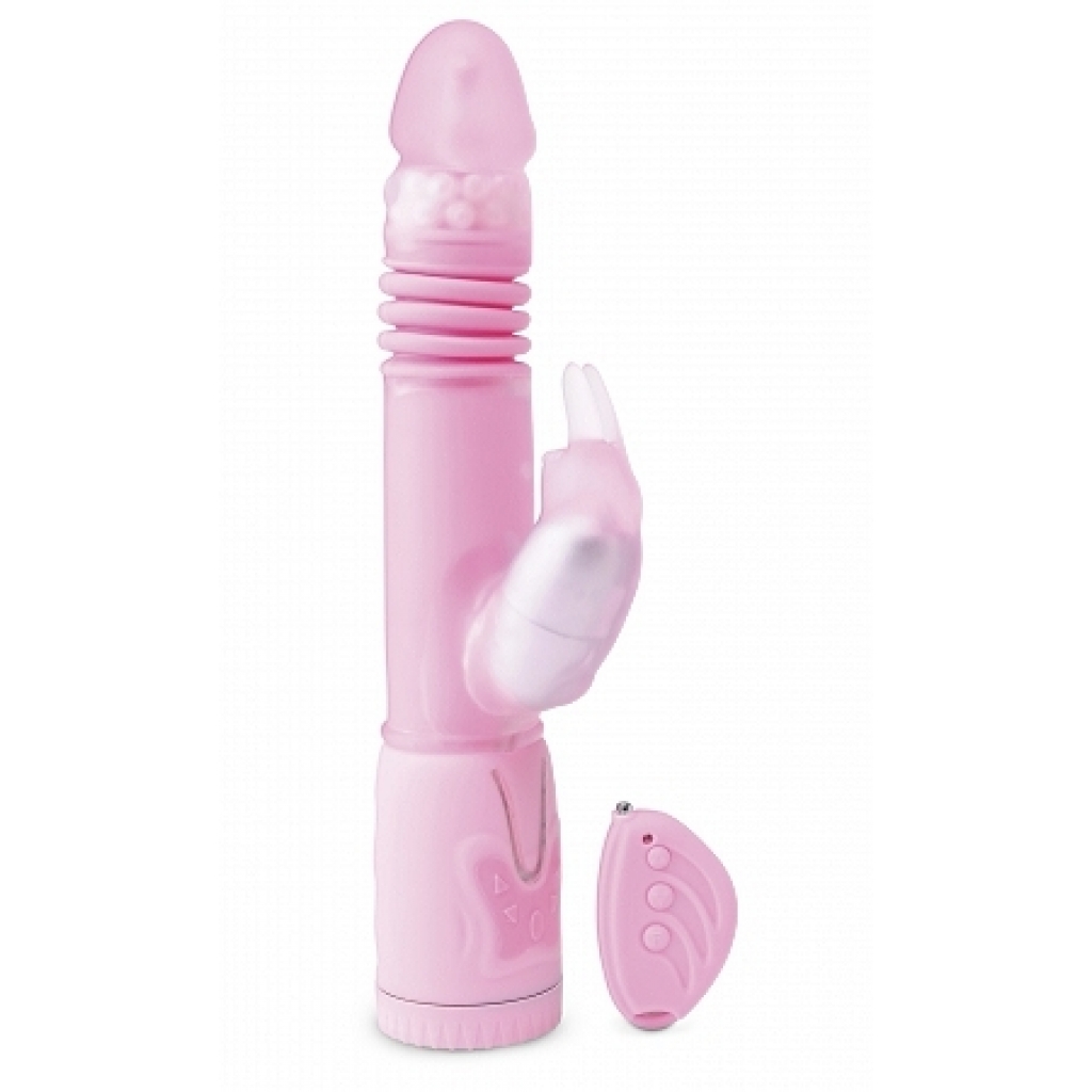 Remote Control Thrusting Rabbit Pearl Vibrator - Pink