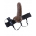 8-Inch Vibrating Hollow Strap-On - Brown