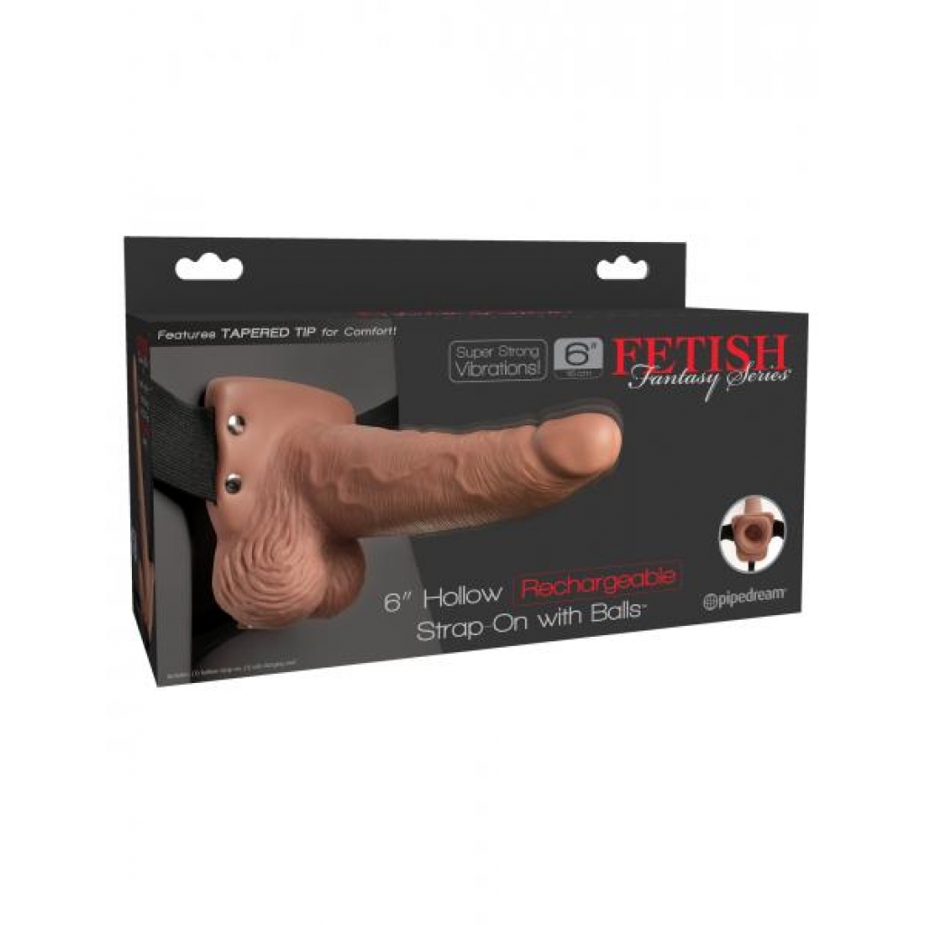 Fetish Fantasy 6 Inch Hollow Rechargeable Strap-on - Tan Pleasure