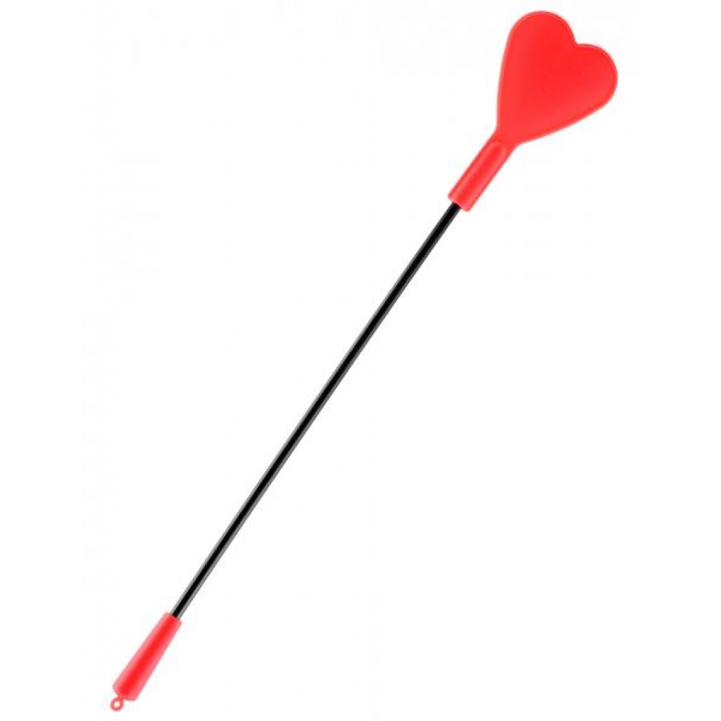 Silicone Heart Red Crop - 28 inches for Kinky Play