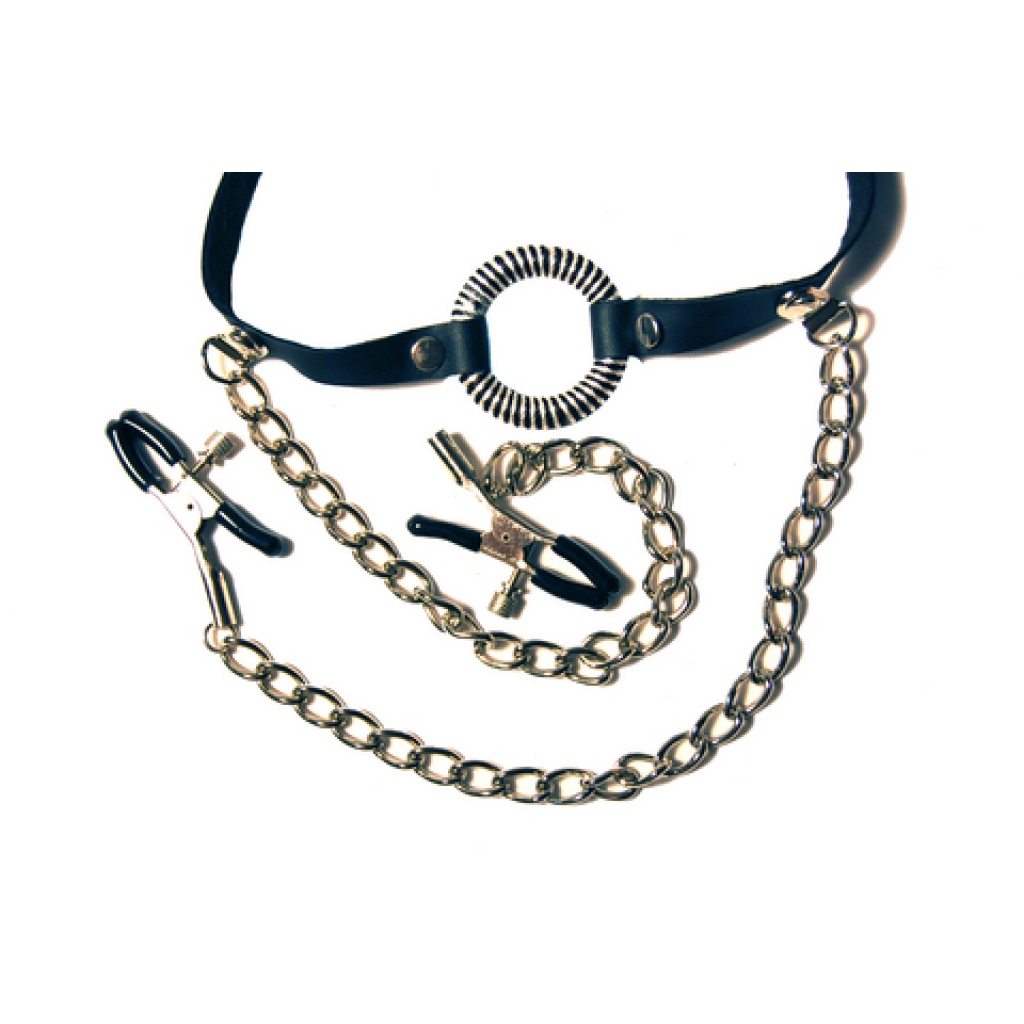 O-Ring Gag with Nipple Clamps - Control and Sensation