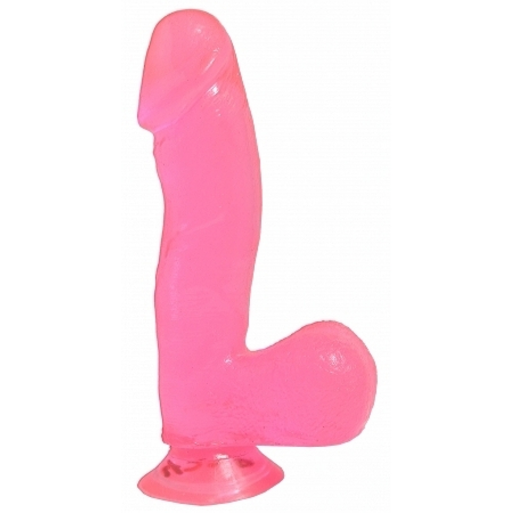 Basix Rubber 6.5 Inch Dong with Suction Cup - Pink