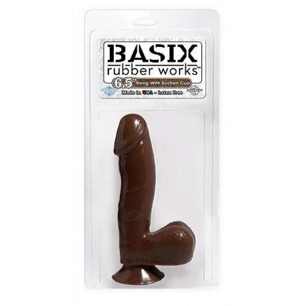 Classic Basix 6.5-Inch Dong with Suction Cup - Brown