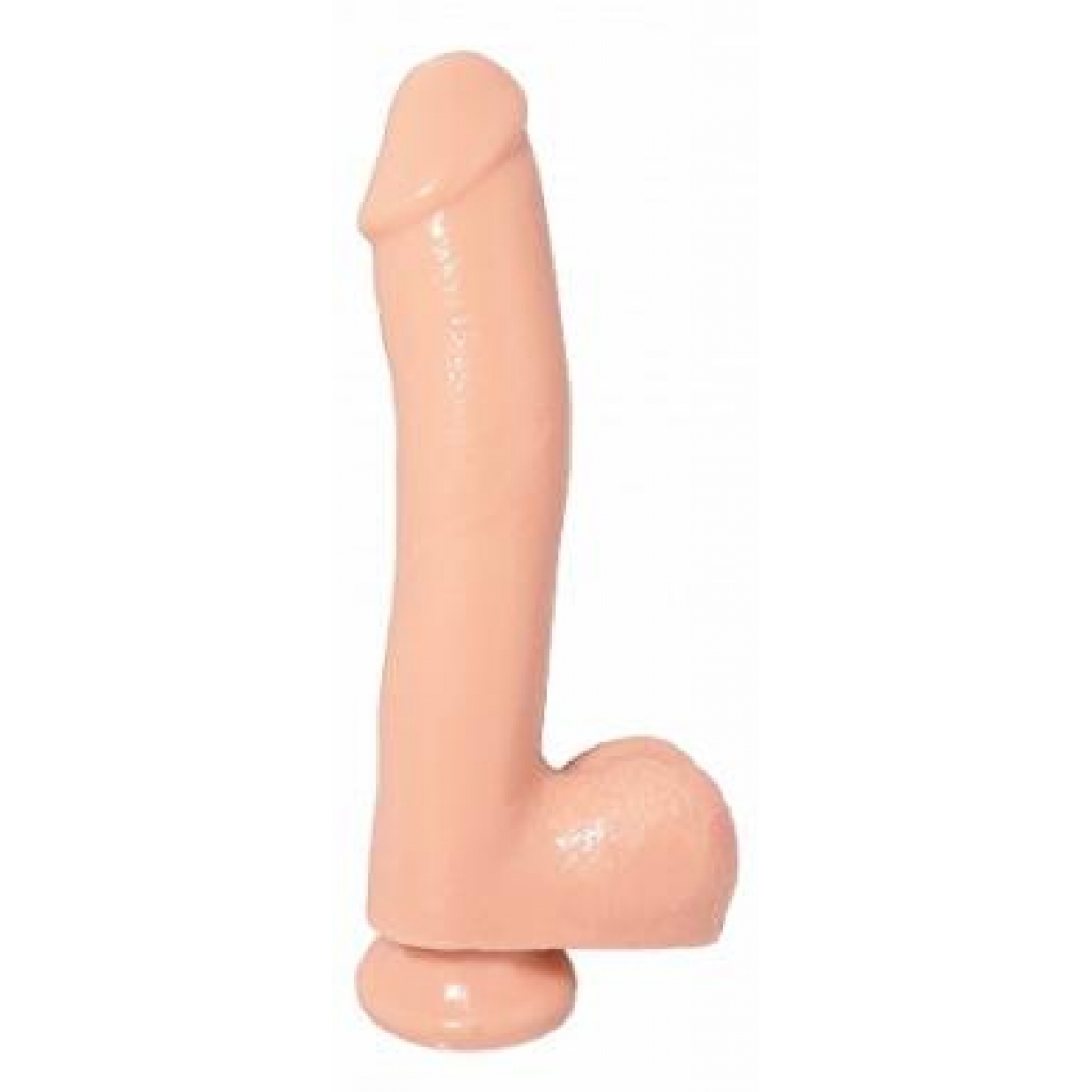 Basix Rubber Works 10 Inch Dong with Suction Cup - Beige