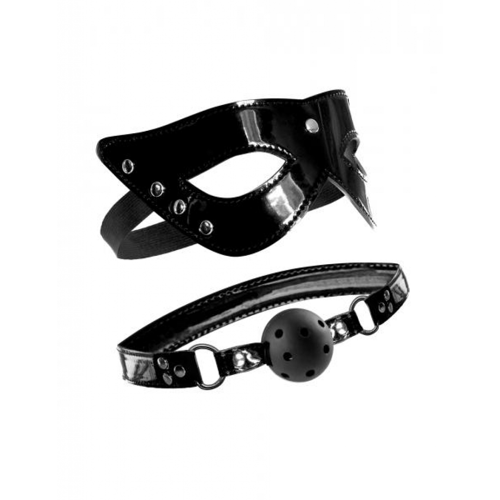 Fetish Fantasy Masquerade Mask & Ball Gag - Black