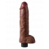 King Penis 10 inches Vibrating Penis with Balls Brown