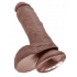 King Penis 8 Inches Penis with Balls - Brown