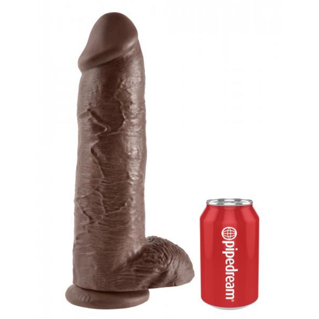 King Penis 12 Inch Penis With Balls - Brown