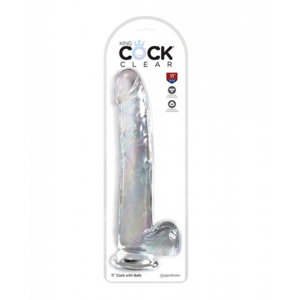 King Penis Clear 11in Dildo with Balls