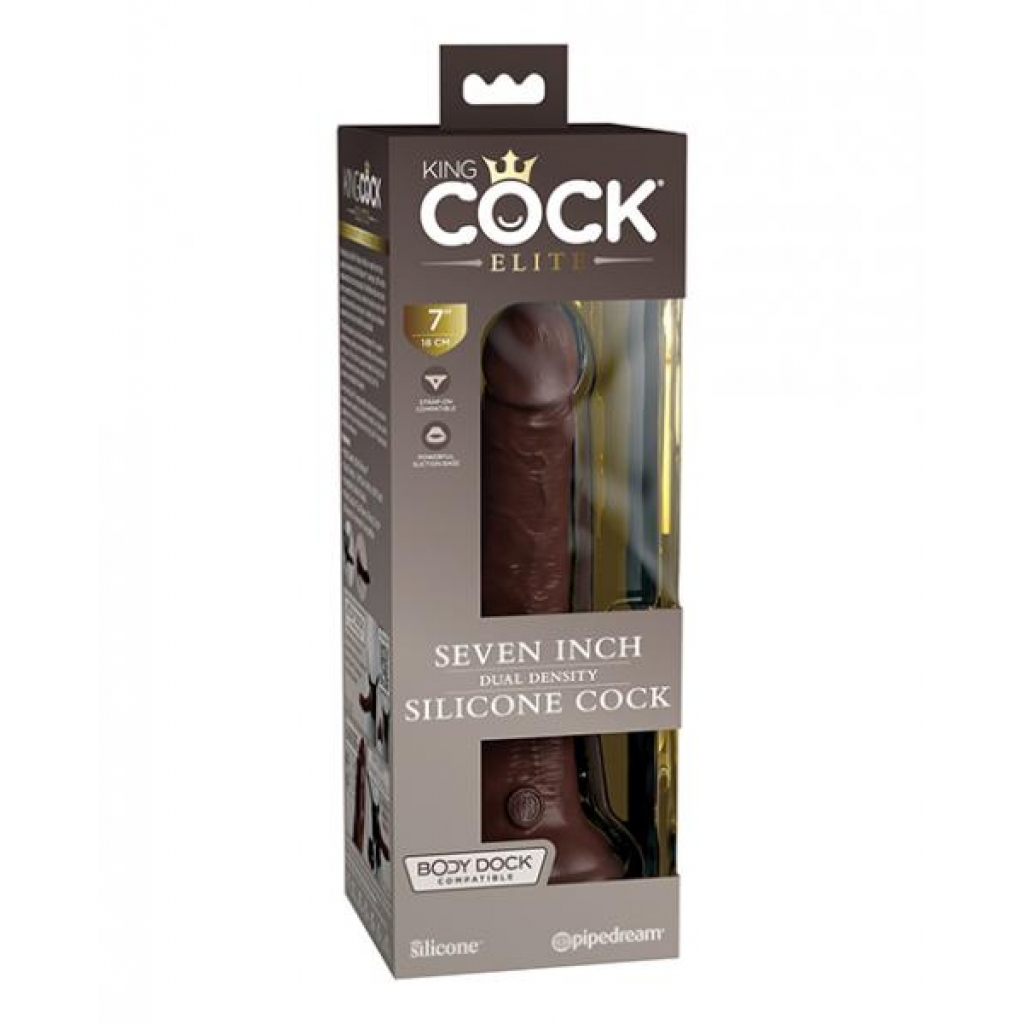 King Penis Elite: 7 Inch Dual Density Dildo in Brown