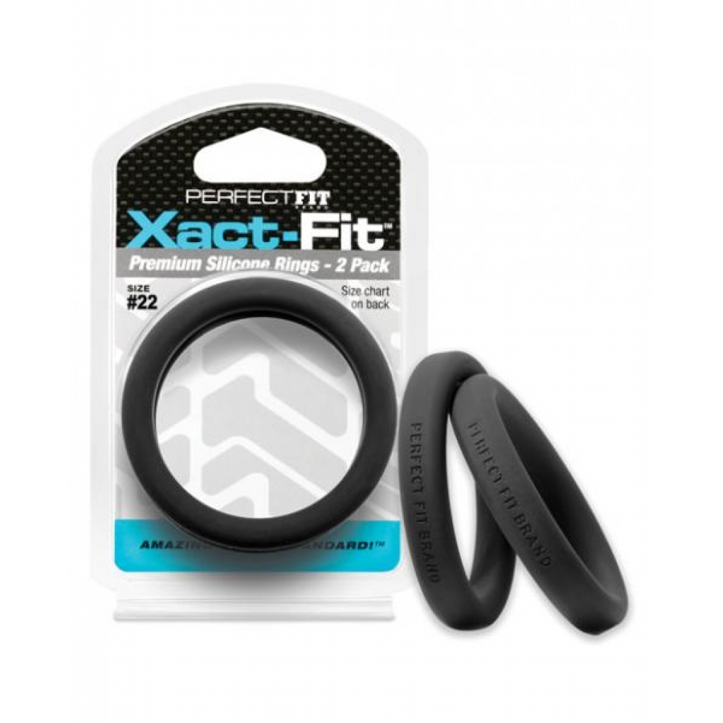 Perfect Fit Xact-Fit #22 2 Pack Black Penis Rings