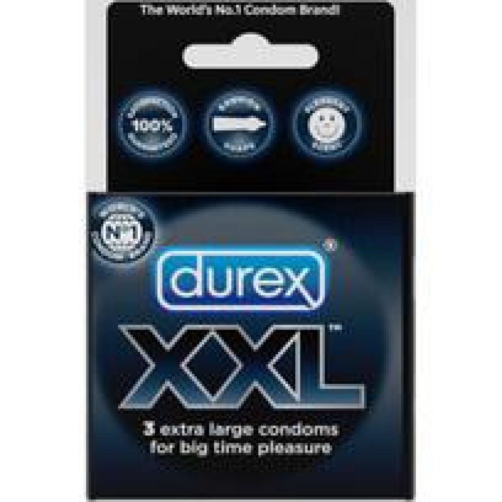 Durex XXL Lubricated 3 Pack Latex Condoms - Premium Protection