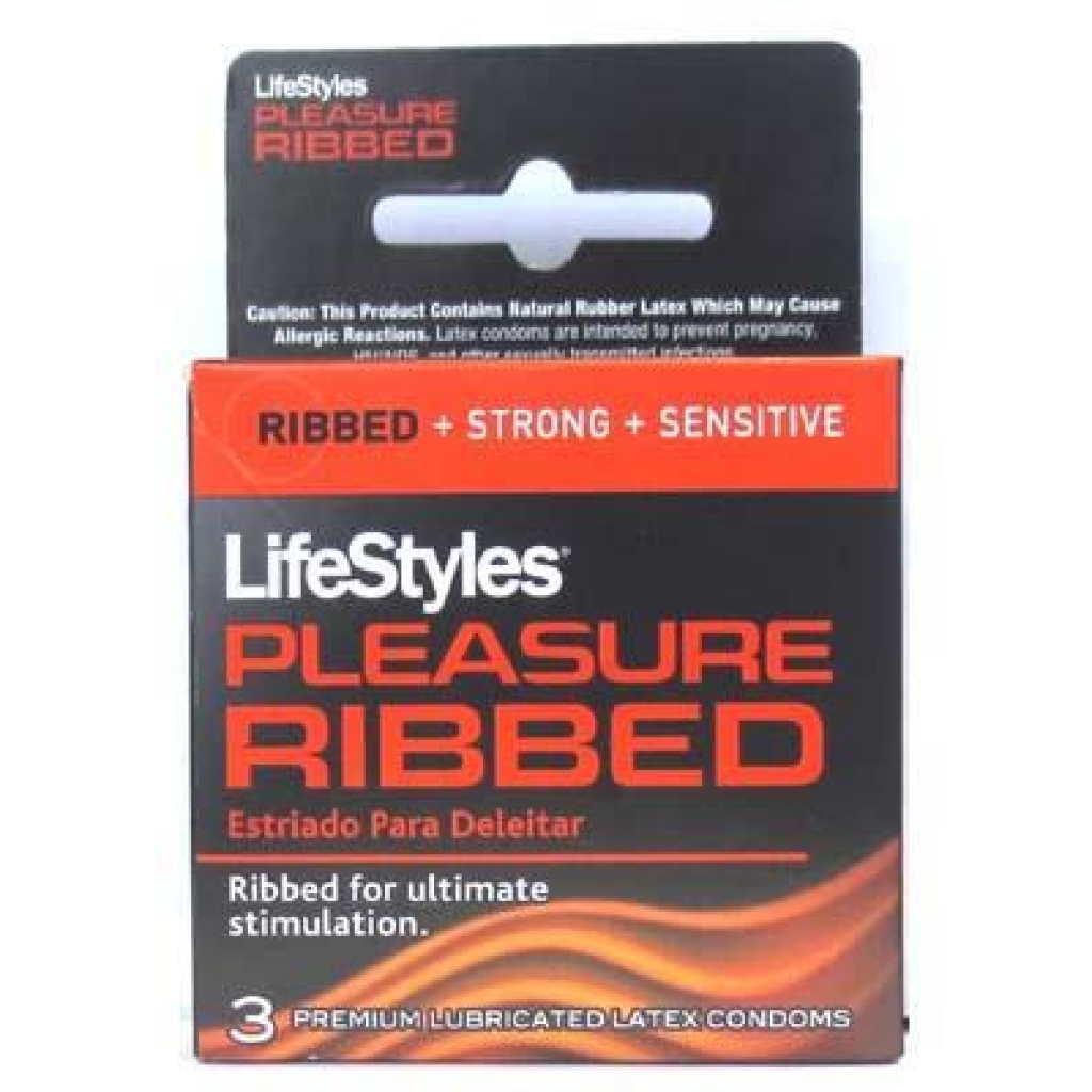 Lifestyles Ribbed Pleasure Lubricated Condoms - 3 Pack