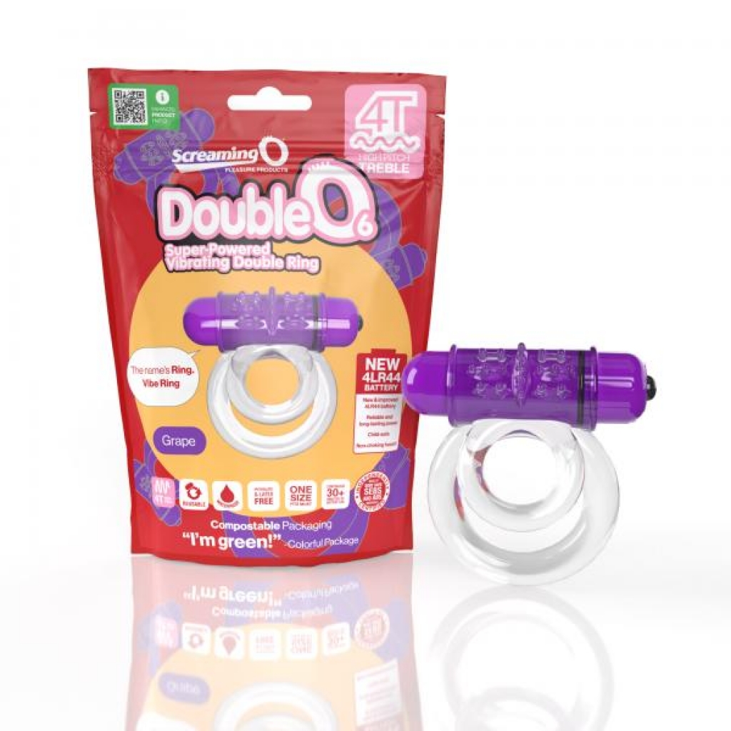 Screaming O 4T DoubleO 6 Grape - High-Pitch Treble Vibrating Double Penis Ring