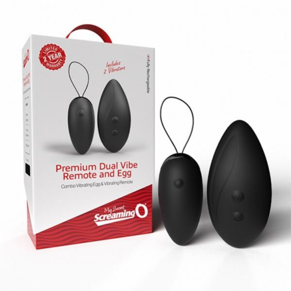 Screaming O Premium Dual Vibe Remote & Egg - Black