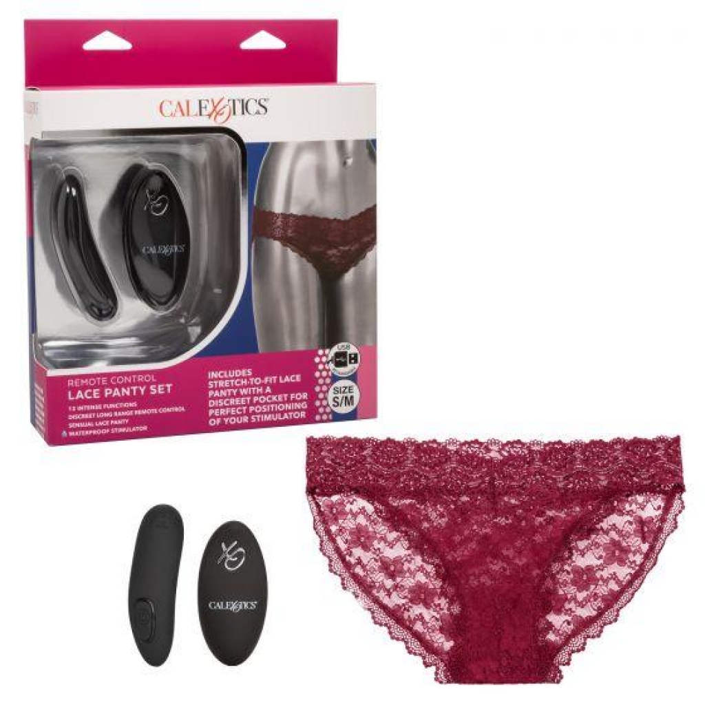 Seductive Remote Control Lace Panty Set in Burgundy