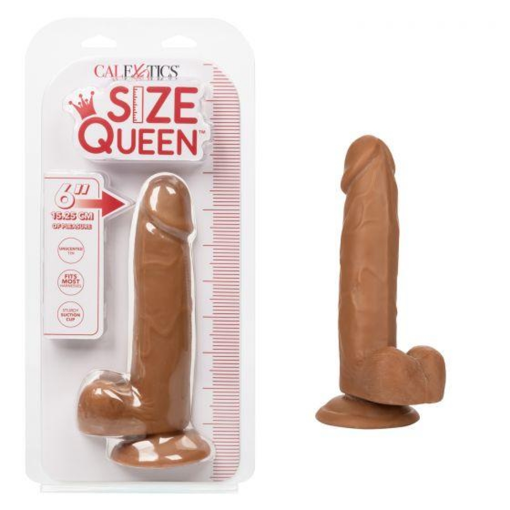 Size Queen 6-Inch Brown Dildo - Realistic Feel