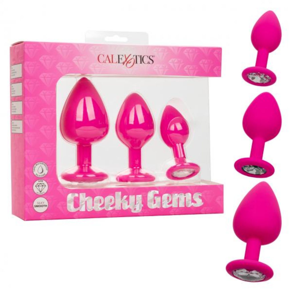 Cheeky Gems Deluxe 3-Piece Pink Anal Plug Set