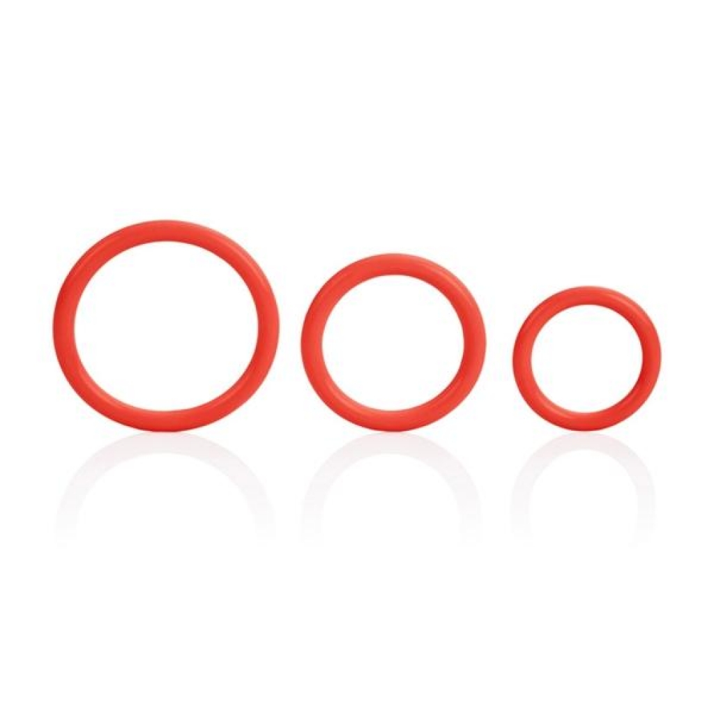 Tri-Rings Penis Ring Set - Red