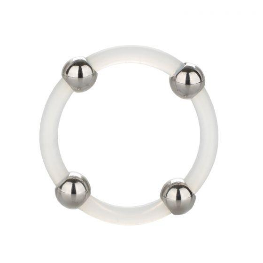 Steel Beaded Silicone Ring - Large Clear