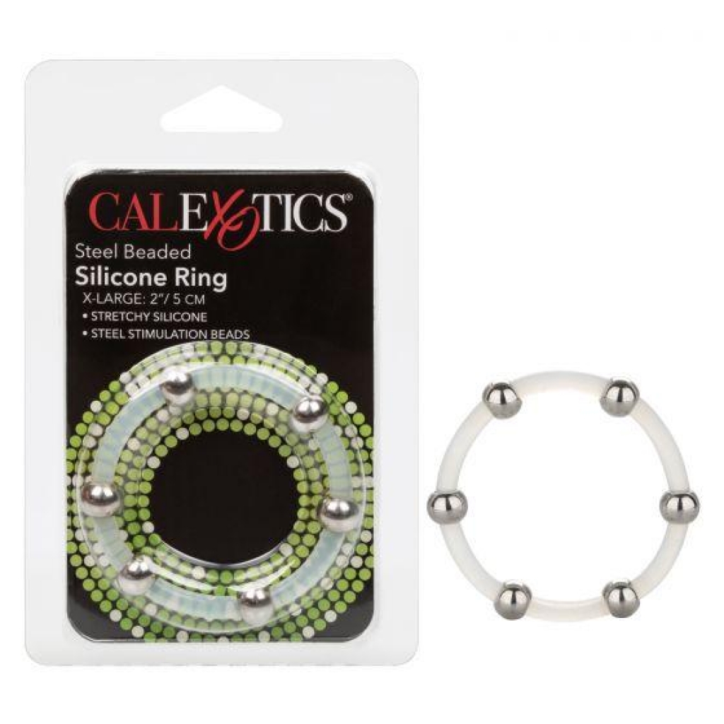 Steel Beaded Silicone Ring XL