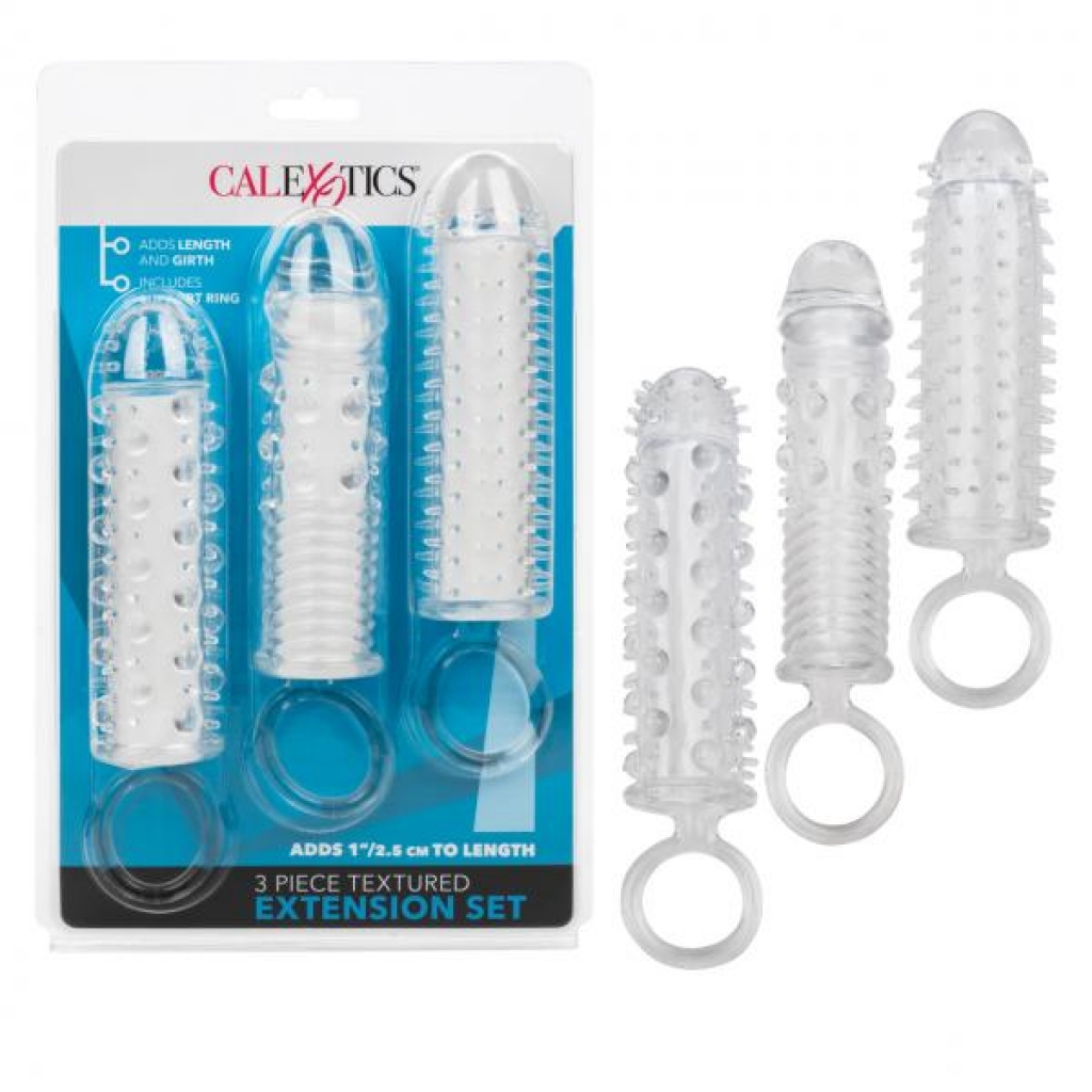 3 Piece Textured Extension Set - Enhance Pleasure for Couples