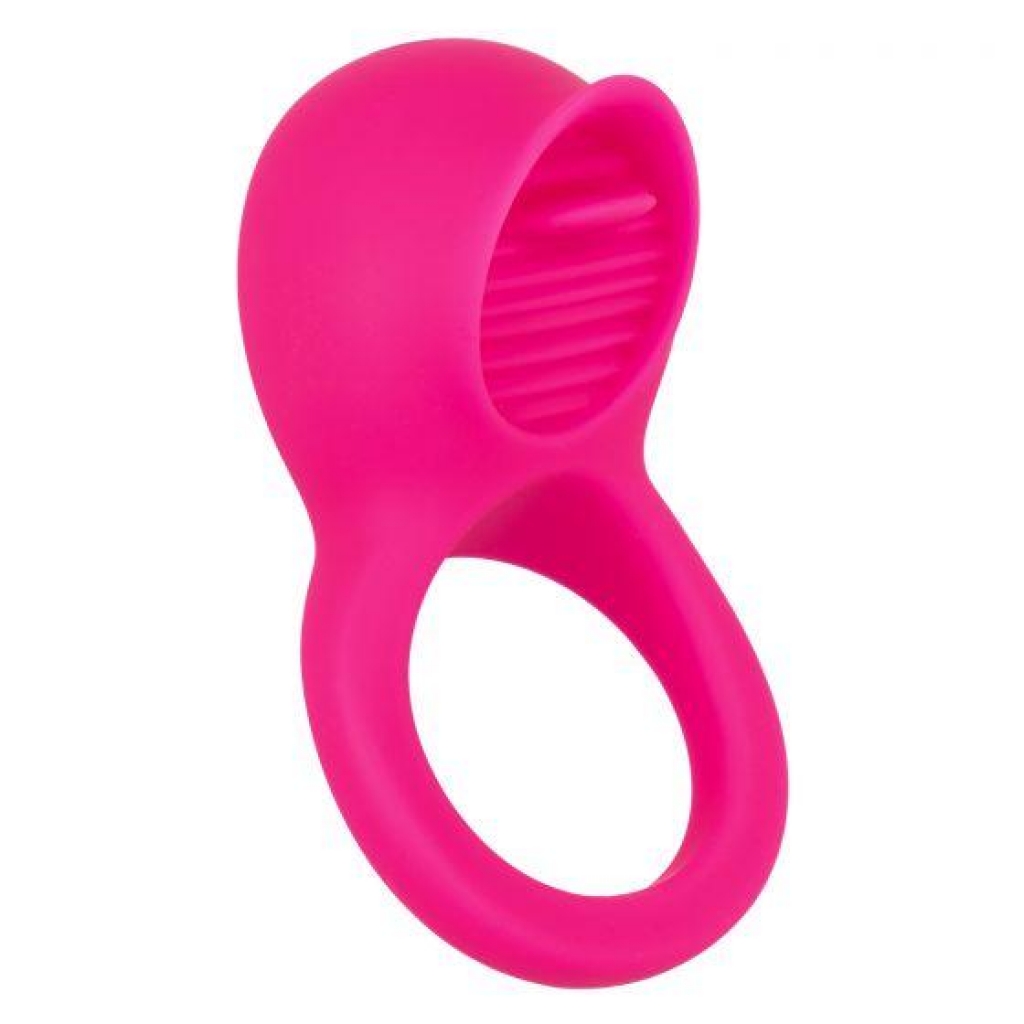 Teasing Tongue Enhancer: Pink Vibrating Penis Ring