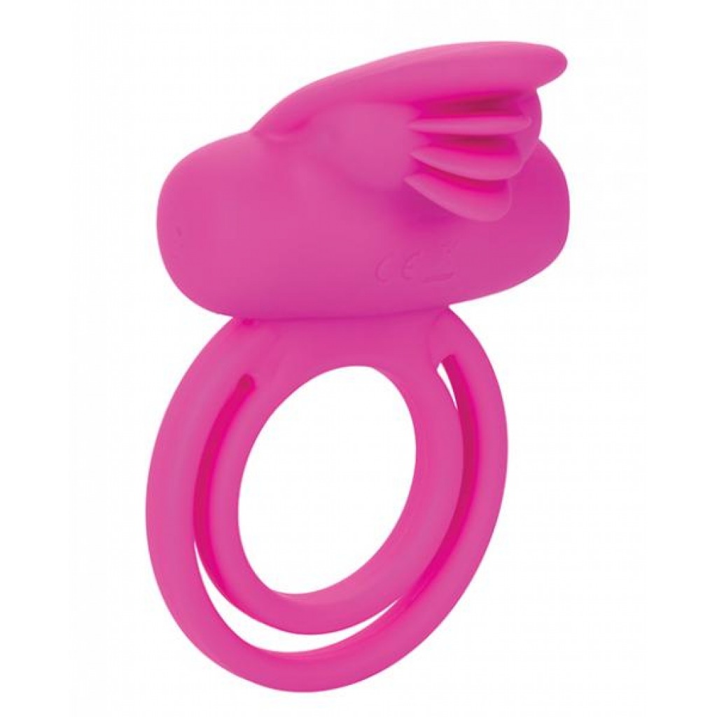 Dual Clit Flicker Enhancer Vibrating Penis Ring - Pink