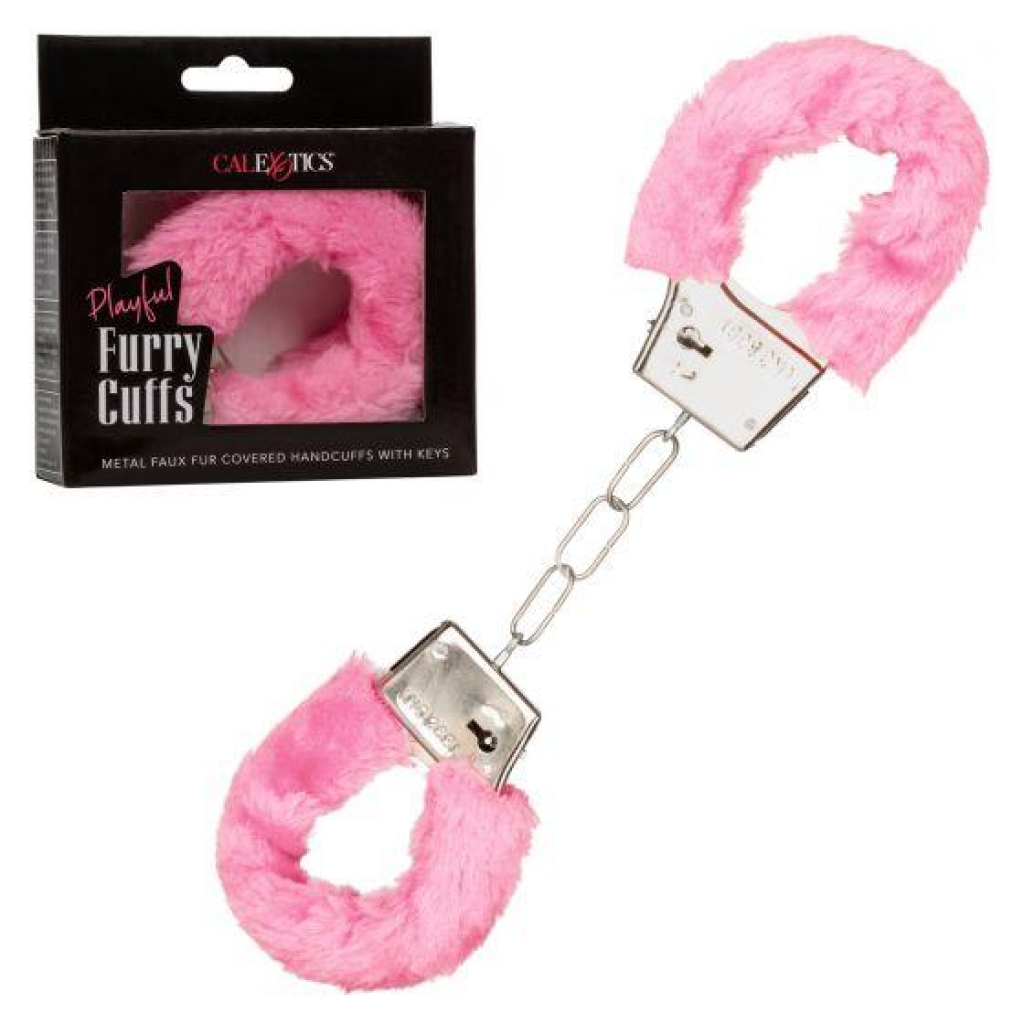 Playful Furry Cuffs Pink - Bondage Essentials