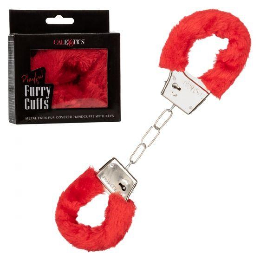 Playful Furry Cuffs Red - Sensational Bondage Fun