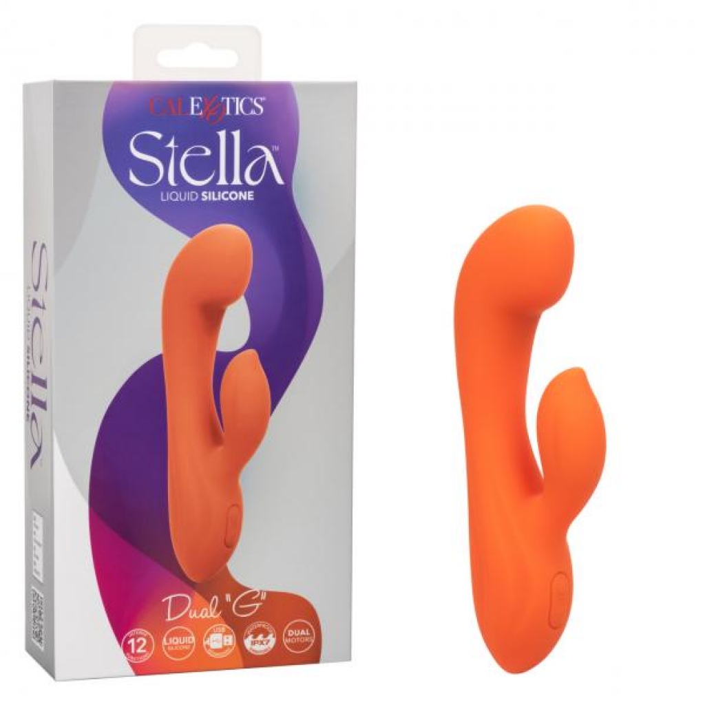 Stella Liquid Silicone Dual G Rabbit Style Orange Vibrator