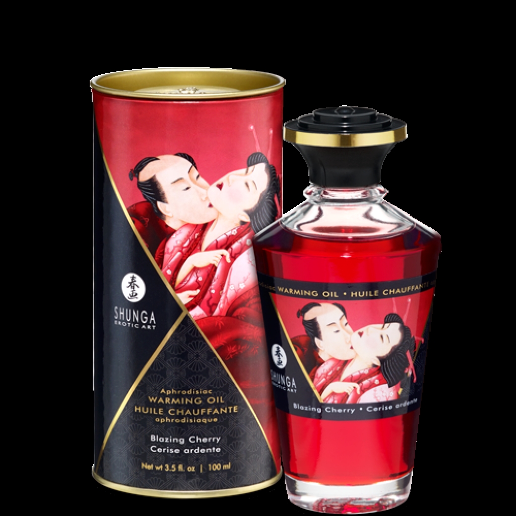 Shunga Warming Massage Oil - Blazing Cherry 3.5 fl oz