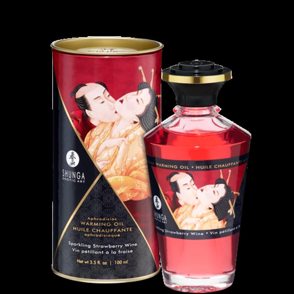 Shunga Strawberry Warming Massage Oil - 3.5 Fl. Oz.