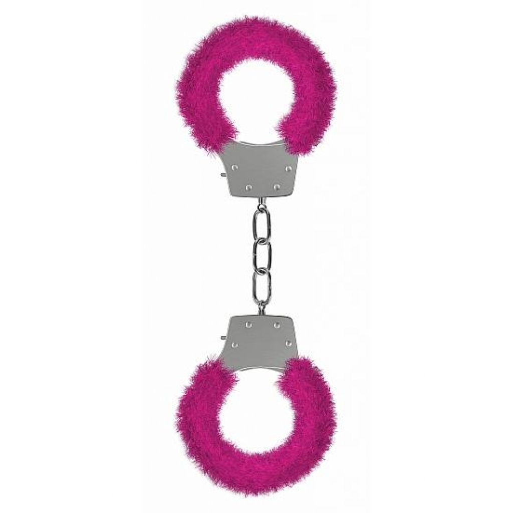 Ouch Pleasure Handcuffs - Furry Pink for Fun Bondage Play