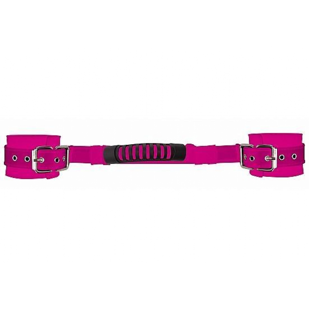 Comfortable Pink Adjustable Leather Handcuffs for Intense Play