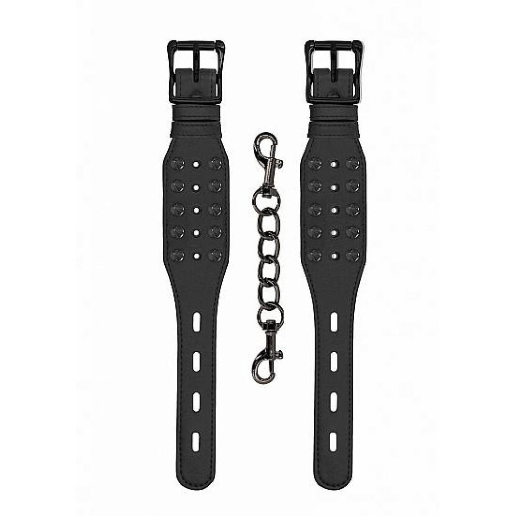 Ouch! Skulls & Bones Spiked Handcuffs - Black