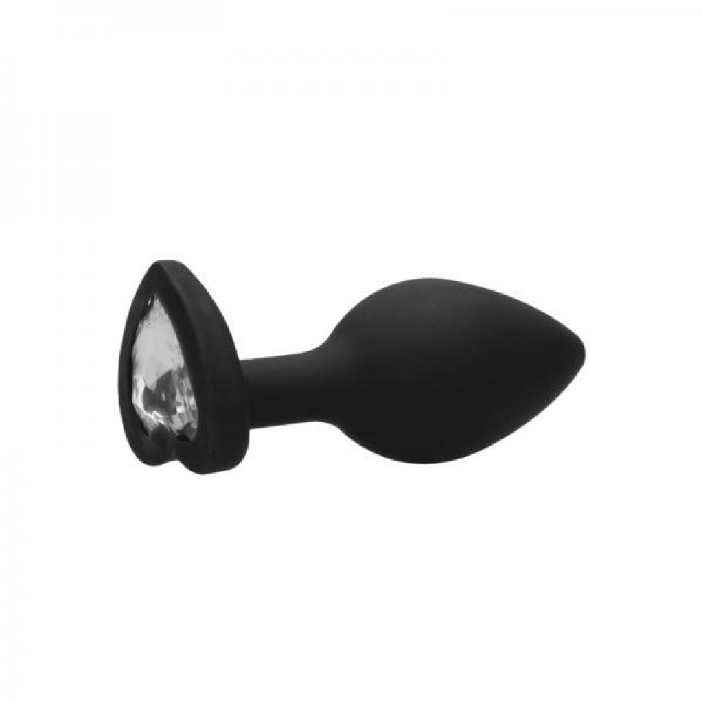 Diamond Heart Butt Plug - Large Black