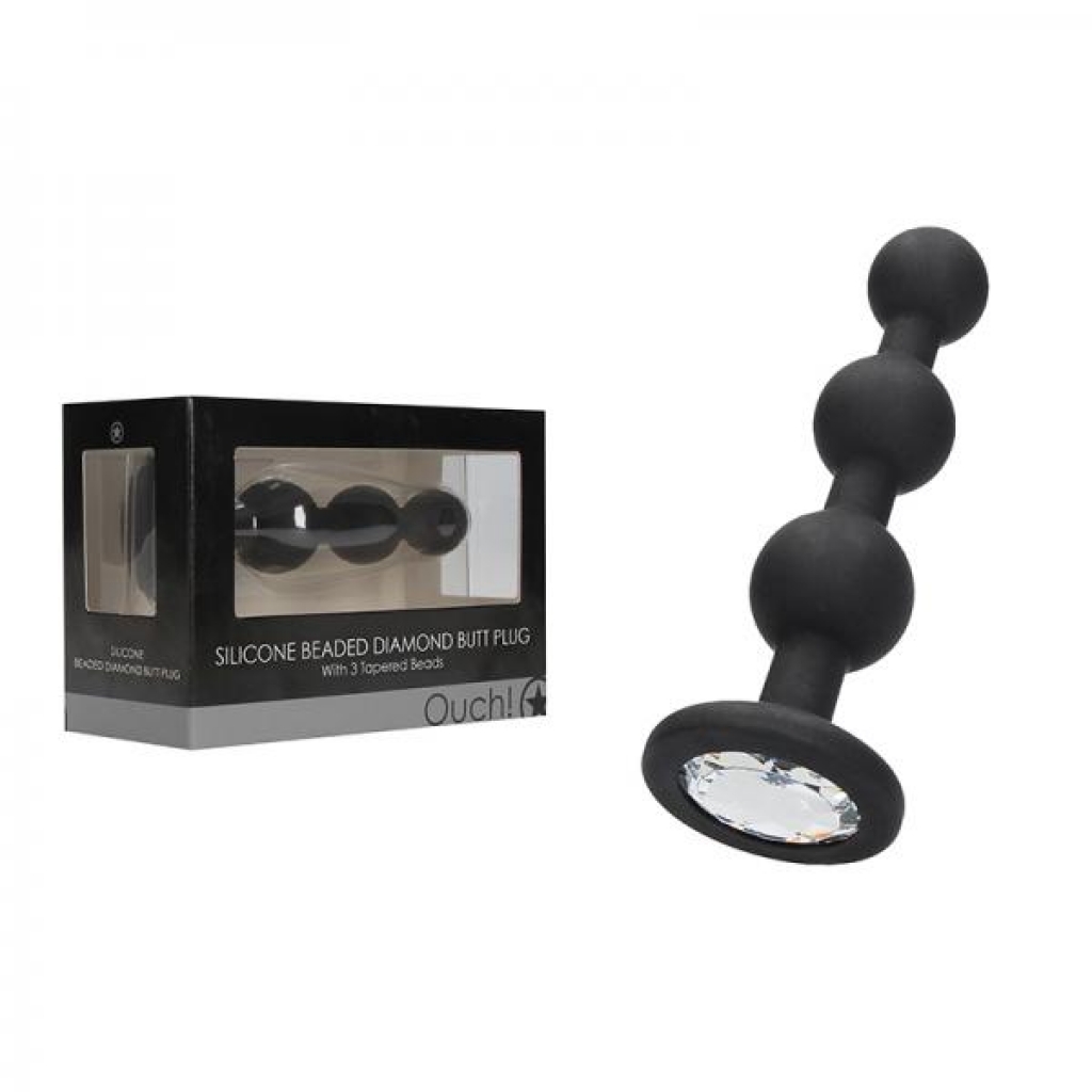 Silicone Beaded Diamond Butt Plug - Enhanced Anal Pleasure - Black