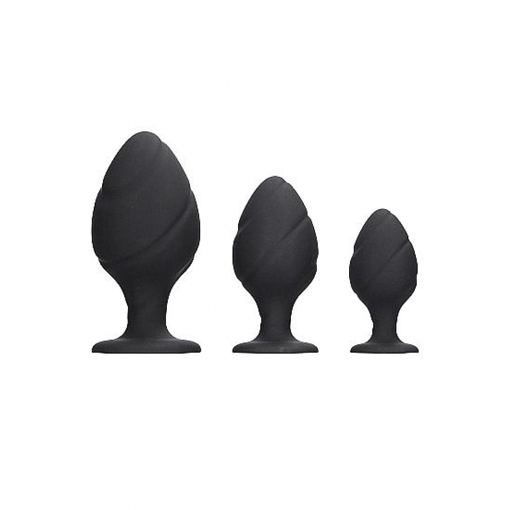 Swirled Butt Plug Set - Black