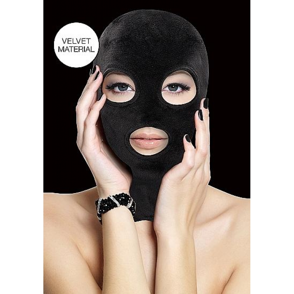 Velvet & Velcro Mask with Mouth & Eye Openings - Black