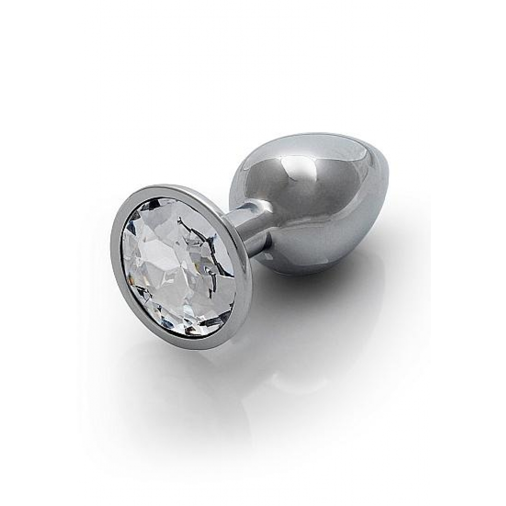 Round Gem Butt Plug - Small Silver Diamond