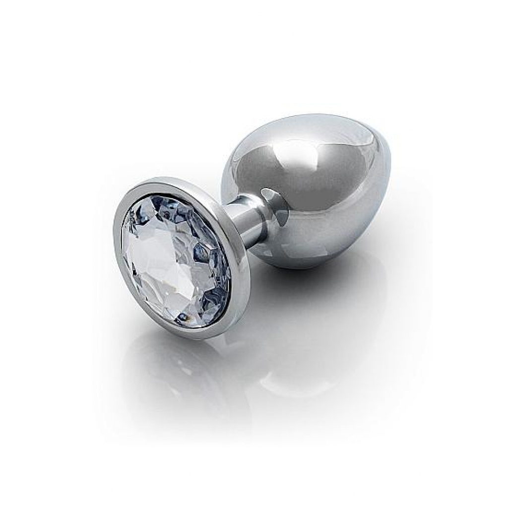 Round Gem Butt Plug - Large Silver Diamond