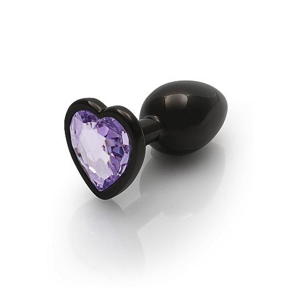 Heart Gem Butt Plug - Small Gunmetal Amethyst